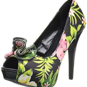Pin Up Couture Floral Heels